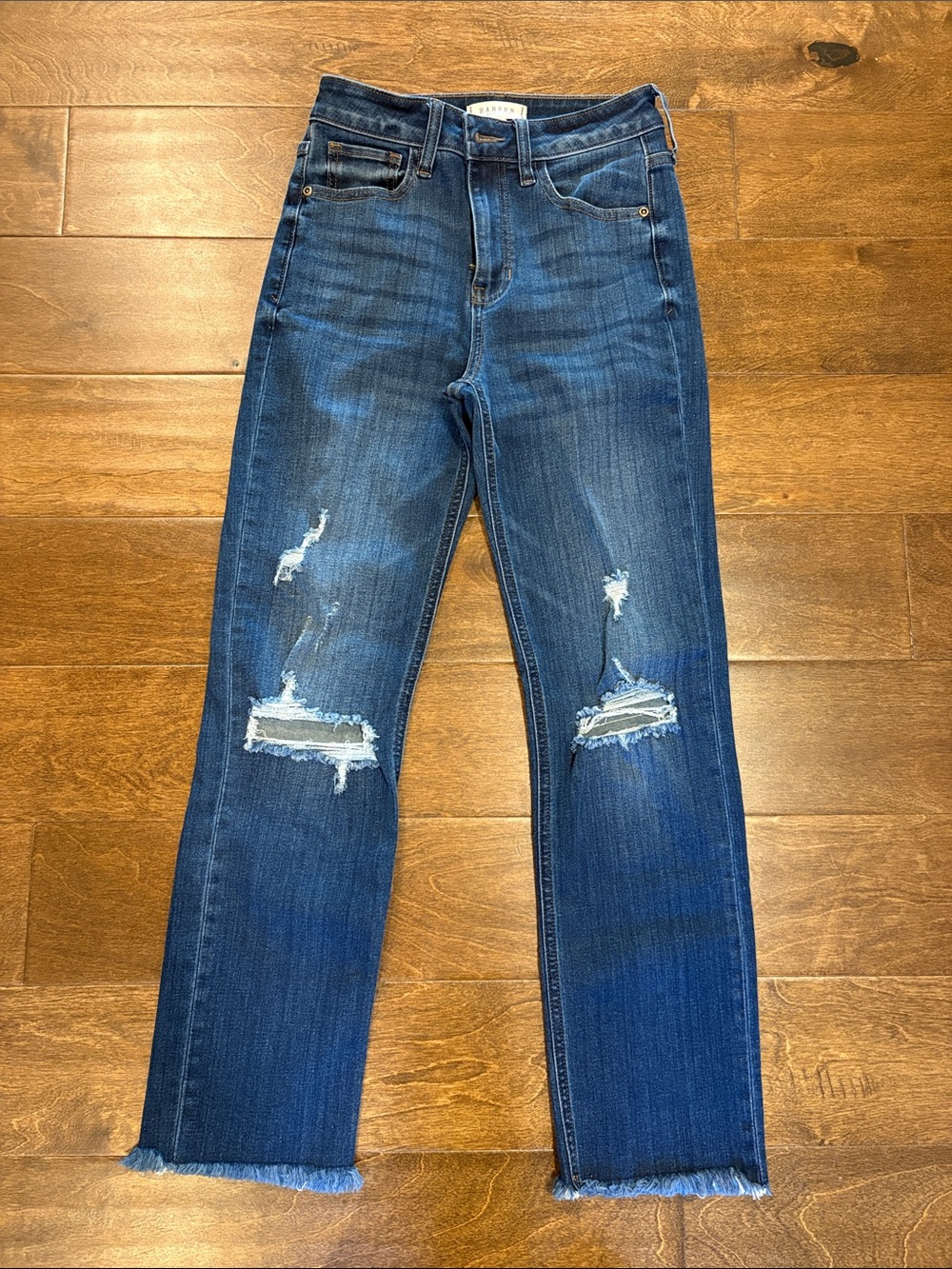 Harper Dark Blue Distressed High-Rise Jeans